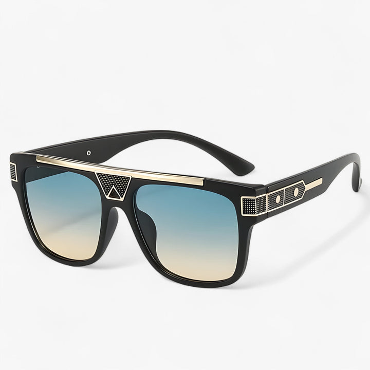 Classic retro pilot sunglasses featuring blue mirrored lenses, unisex design, & UV400 protection.