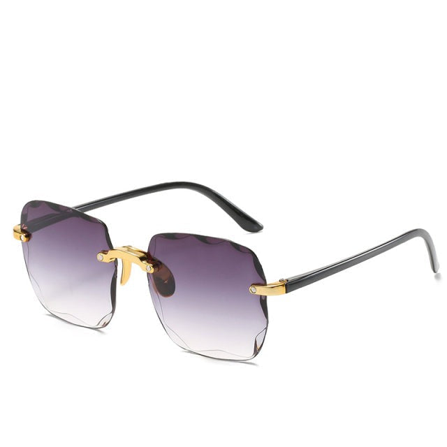 Trendy unisex vintage rimless sunglasses, offering stylish UV400 eye protection for summer.
