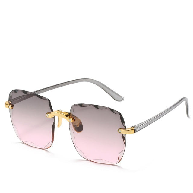 Stylish unisex eyewear: vintage rimless UV400 sunglasses for trendy eye protection this summer.