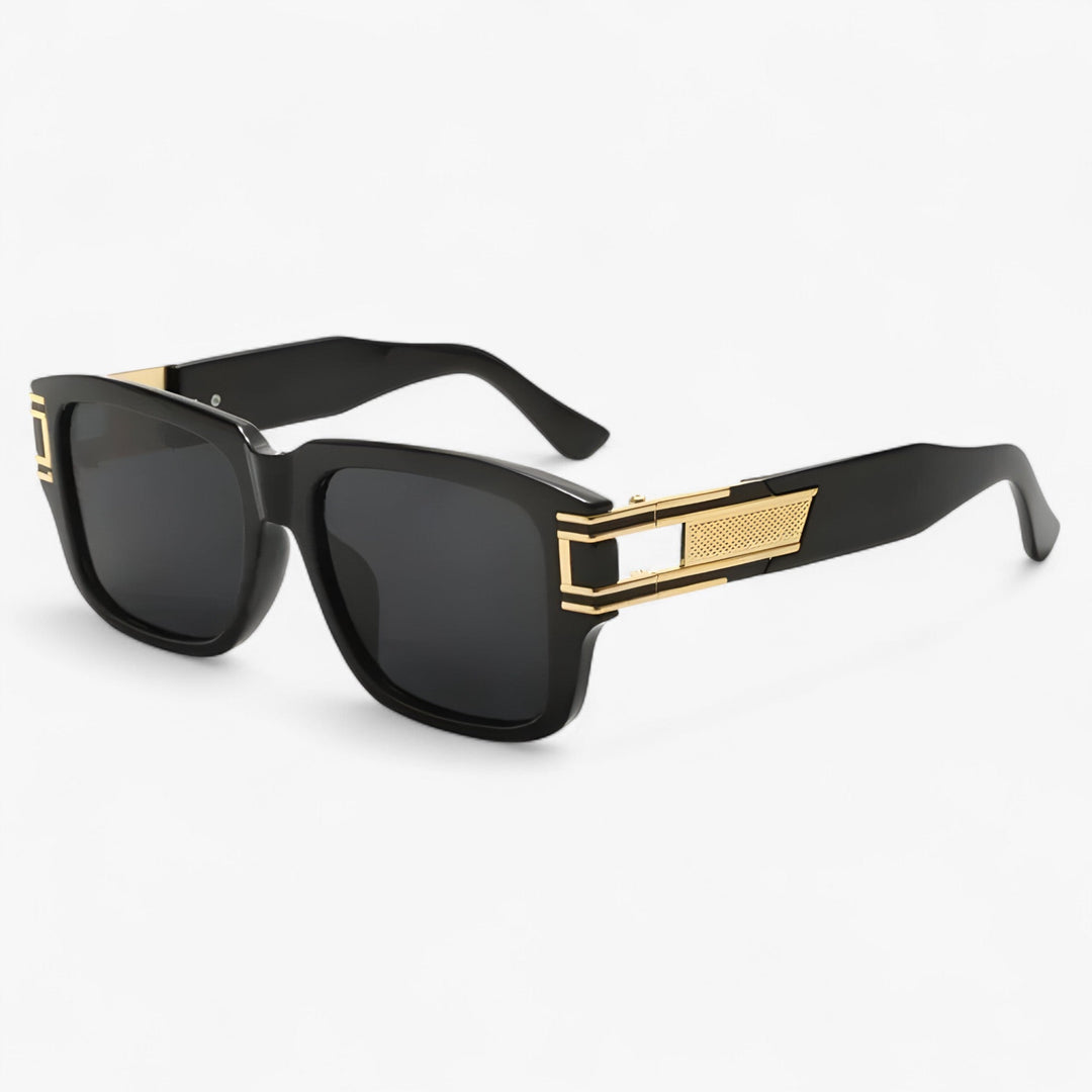 Unisex vintage square frame sunglasses with unique drop detail, offering UV400 protection.