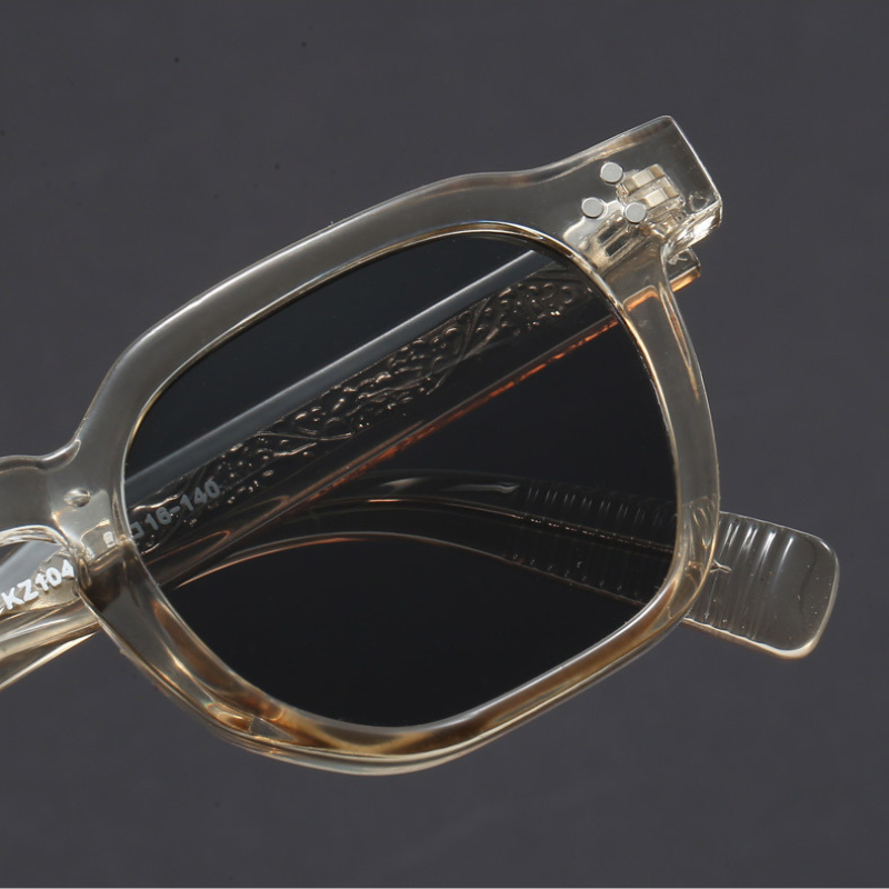 Side view of unisex vintage square sunglasses, highlighting the classic retro eyewear frame style