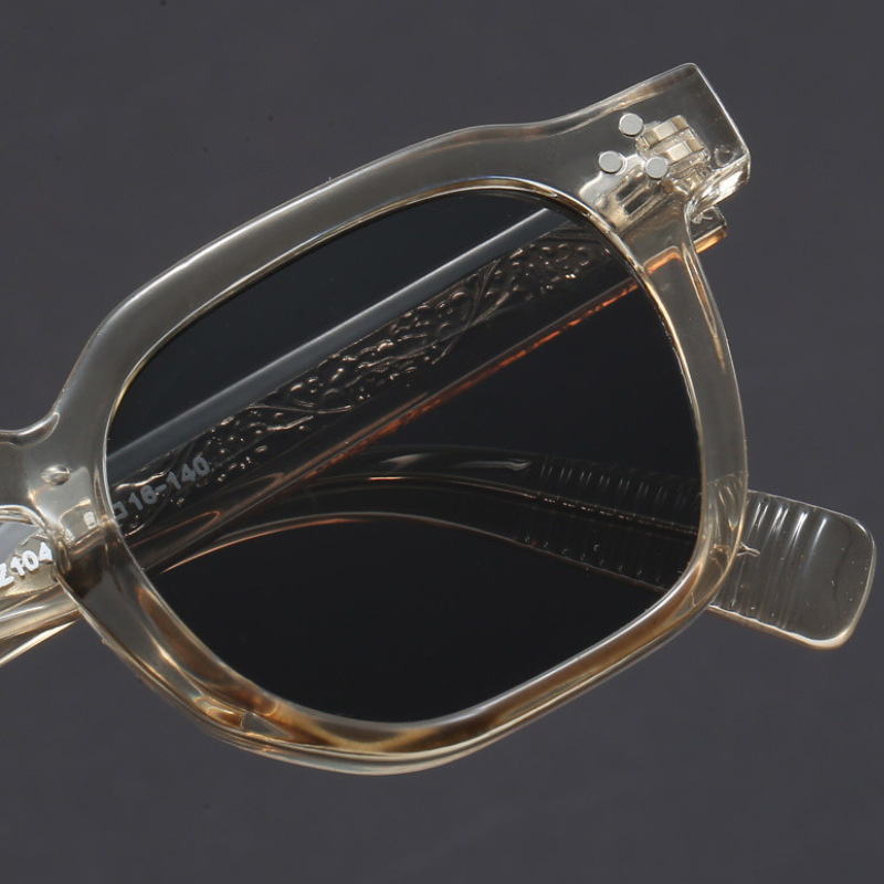 Studio shot of unisex vintage square sunglasses on a white background, emphasizing UV400 protection