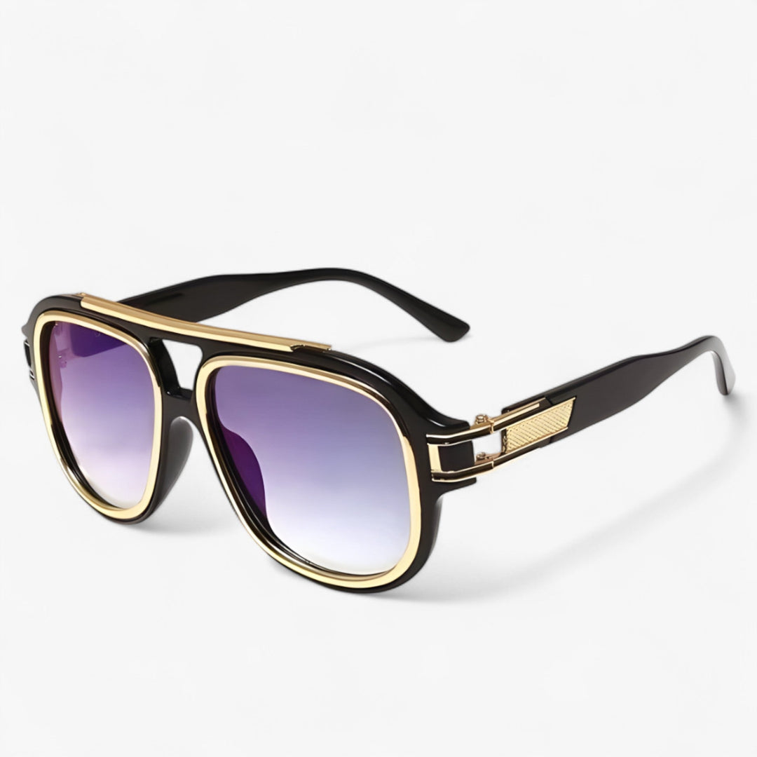 Close-up of skin-friendly unisex vintage sunglasses, offering UV400 protection & a stylish retro look.