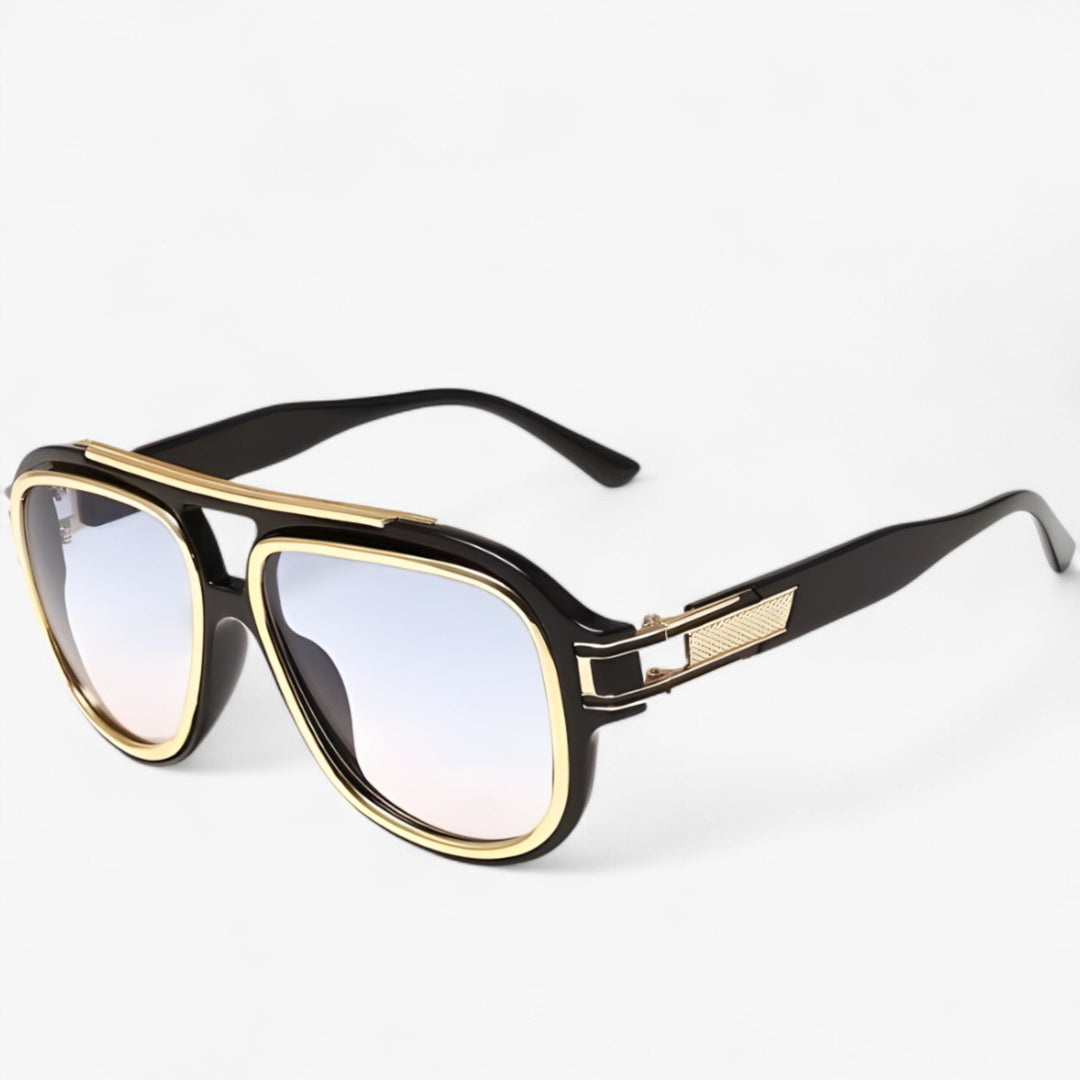 Side view of unisex vintage sunglasses. Retro style with UV400 eye protection and lightweight, comfortable design.