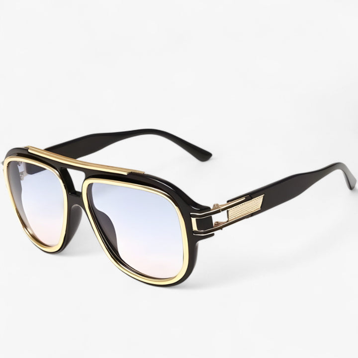 Side view of unisex vintage sunglasses. Retro style with UV400 eye protection and lightweight, comfortable design.