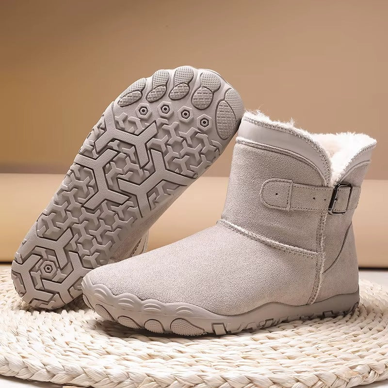 Cozy all-gender winter barefoot boots, minimalist design with wide toe box.