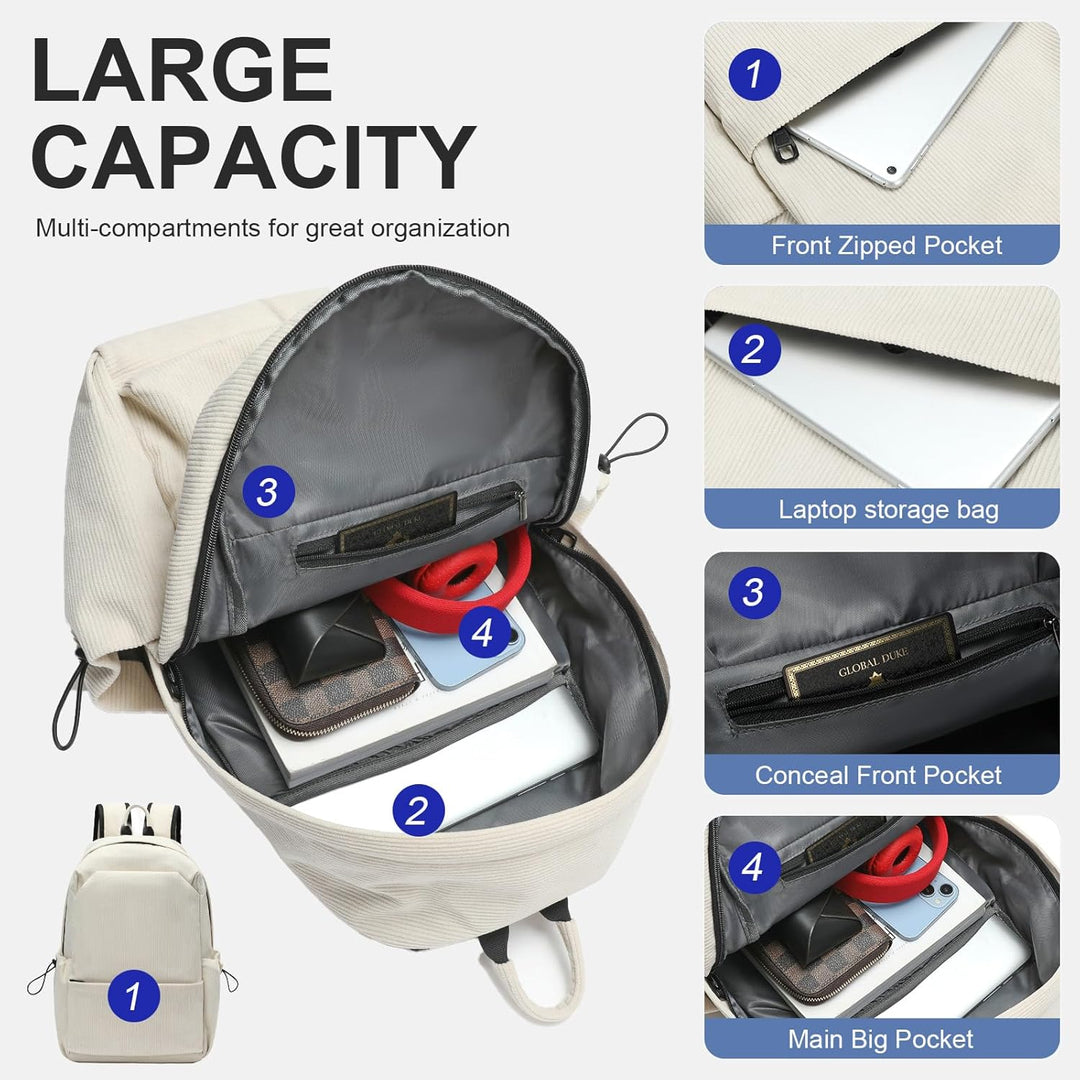 Lightweight laptop travel backpack with a padded sleeve & water-resistant fabric.