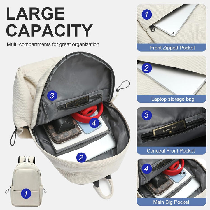 Lightweight laptop travel backpack with a padded sleeve & water-resistant fabric.