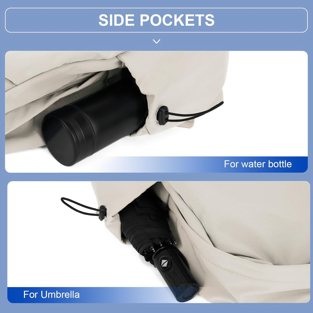 Weather-proof water-resistant backpack, unisex, organized storage for all conditions.