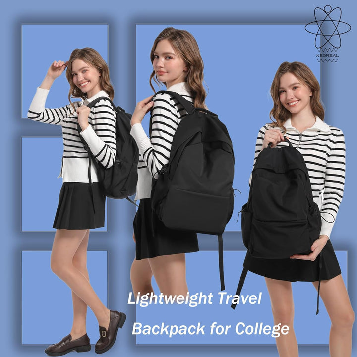 Lightweight travel backpack, water-resistant, with multiple compartments for easy packing.