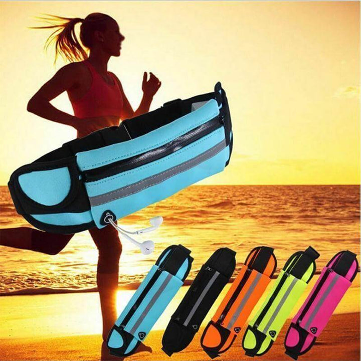 Durable unisex fitness waist belt, water-resistant, ideal for running & outdoor sports.