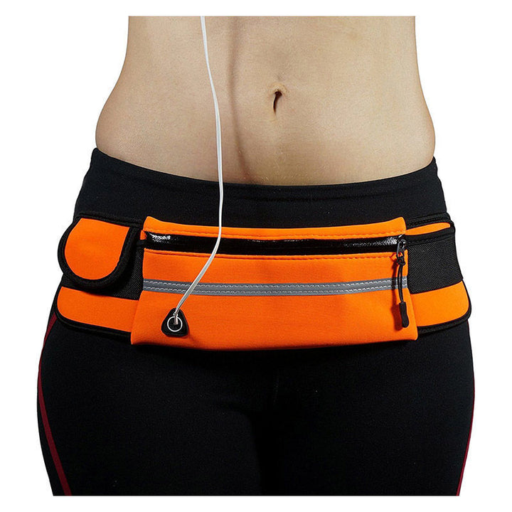 Hands-free water-resistant running belt, perfect for fitness & outdoor activities.