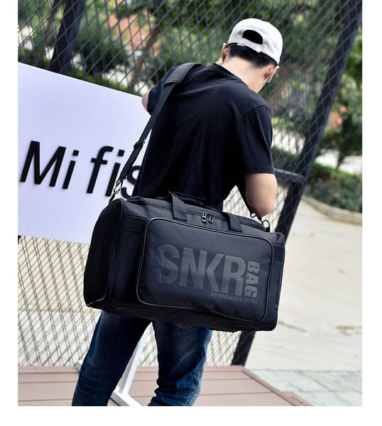 Heavy-duty water-resistant sneaker & gear bag with organized compartments for active lifestyles.