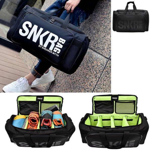 Spacious gear travel bag, water-resistant, with secure compartments for sneakers & sports equipment.