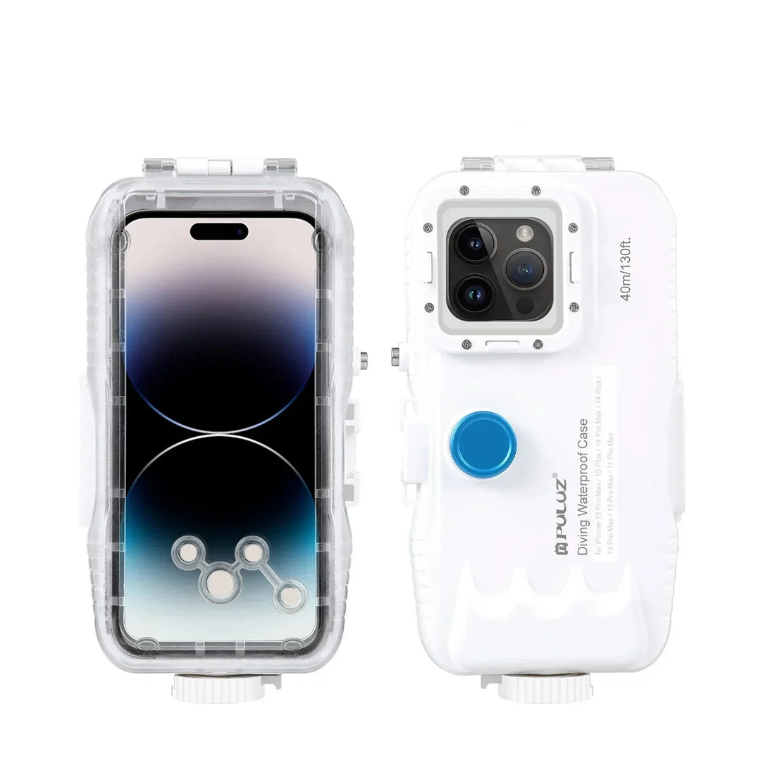 Unisex waterproof diving case for iPhone, protecting up to 130ft (40m) underwater.