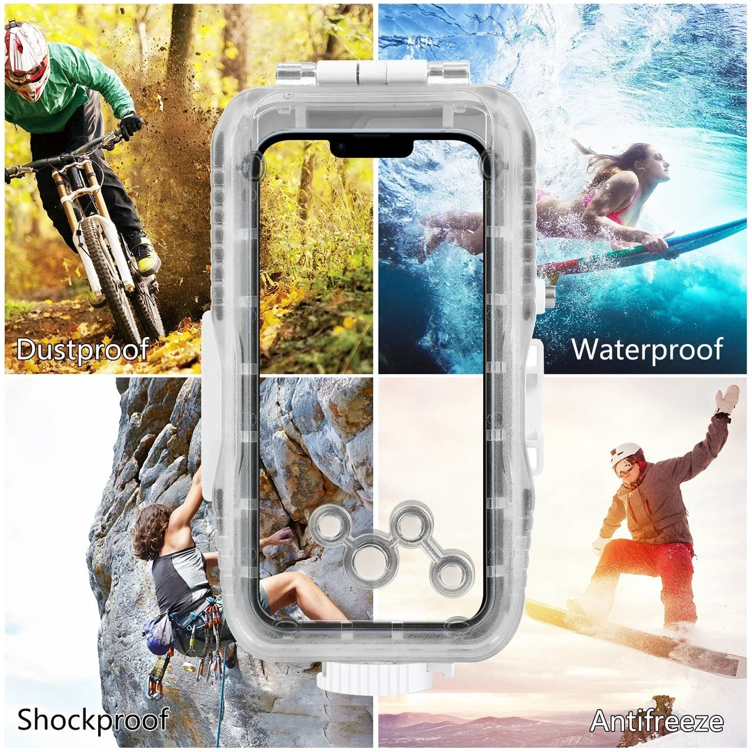 Underwater phone case for iPhone, 40m (130ft) depth rated. Essential outdoor gear for divers.