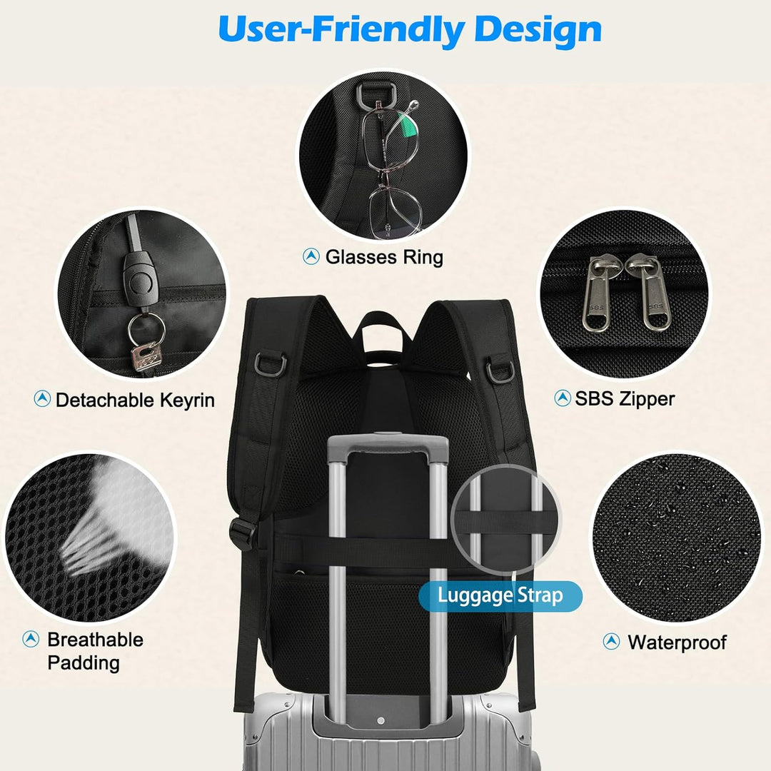 Close-up of durable, waterproof fabric on a dark grey backpack, showcasing its robust design.