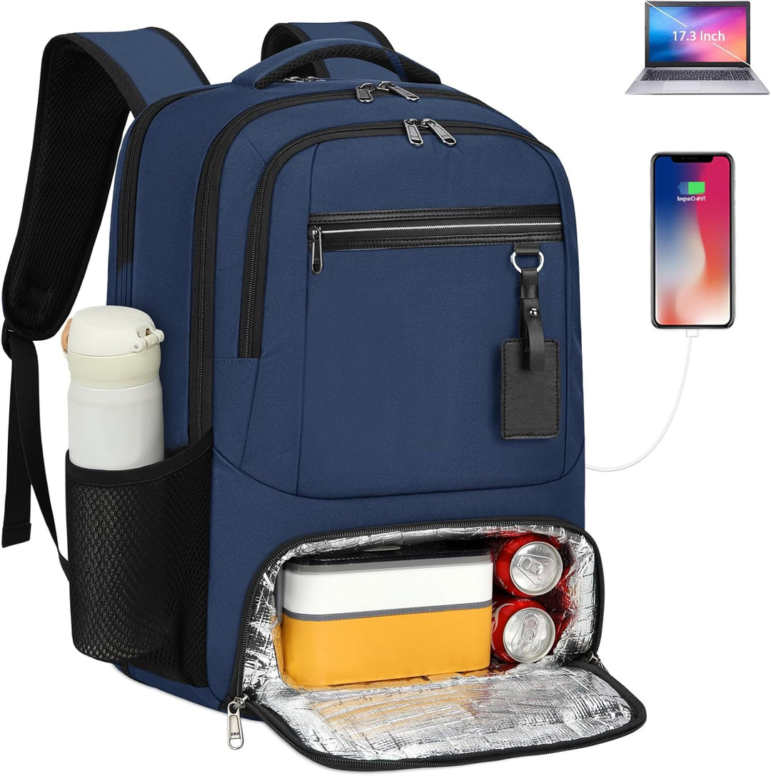 Sleek, minimalist front view of a dark grey waterproof laptop backpack, suitable for modern styles.