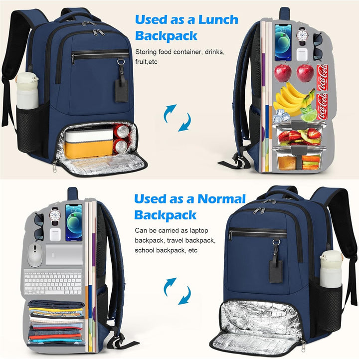 Rugged black waterproof laptop backpack in an outdoor setting, ready for travel and adverse weather.