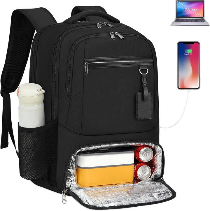 Interior of waterproof laptop backpack revealing dedicated laptop sleeve and spacious main compartment.