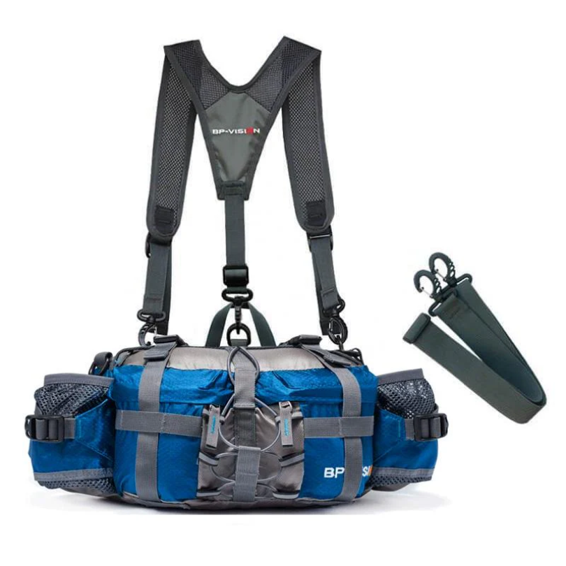 Tactical unisex chest bag in black nylon, ideal for travel, hiking, and daily essentials. Weather-resistant.