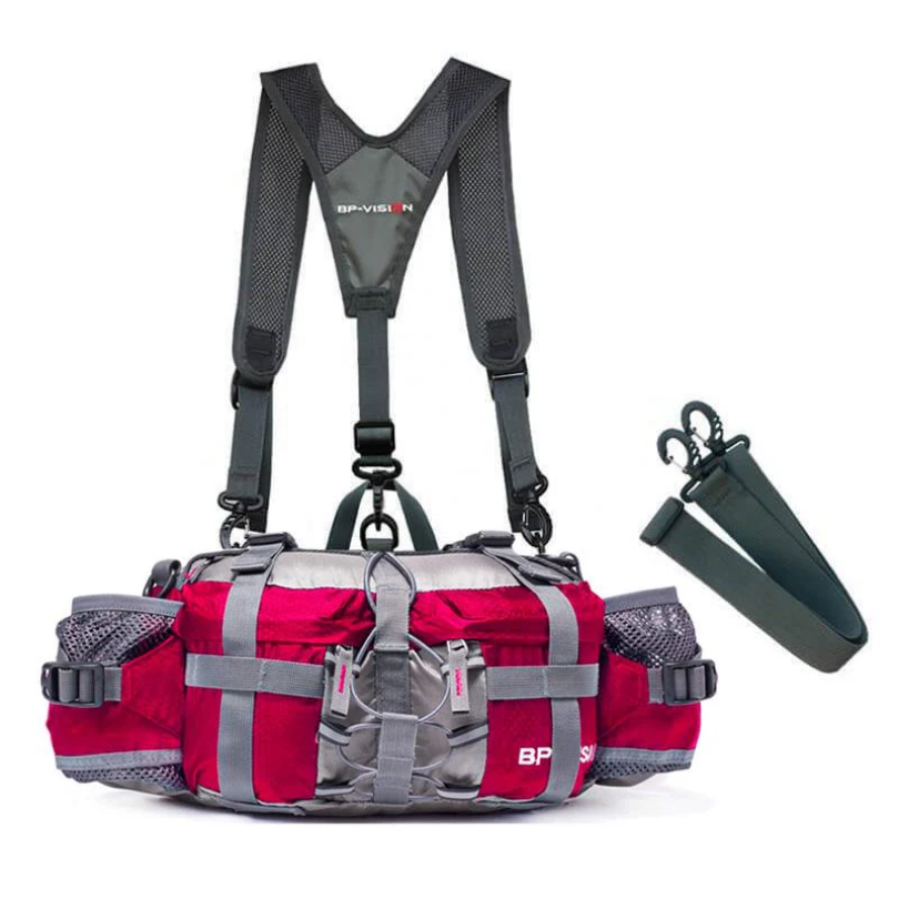 Durable outdoor travel bag, a waterproof sling design with multiple compartments for hiking gear.