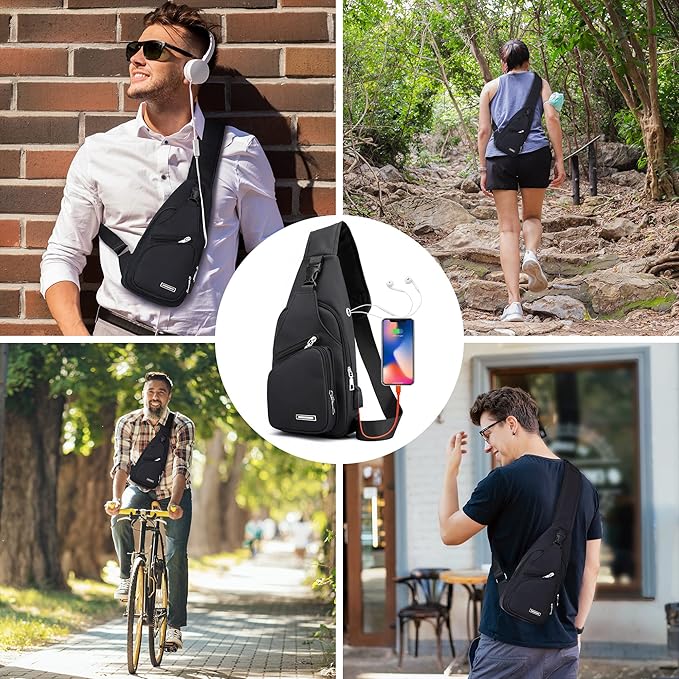 Back view of the ergonomic waterproof sling bag, showing comfortable adjustable strap.