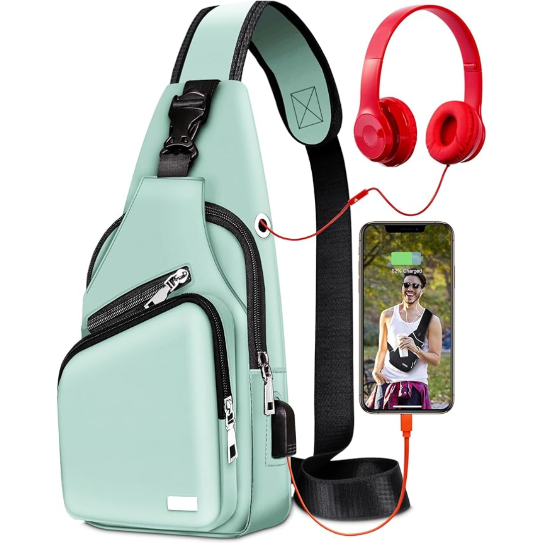 Waterproof travel sling bag, hands-free crossbody for exploring new cities & outdoor trips.