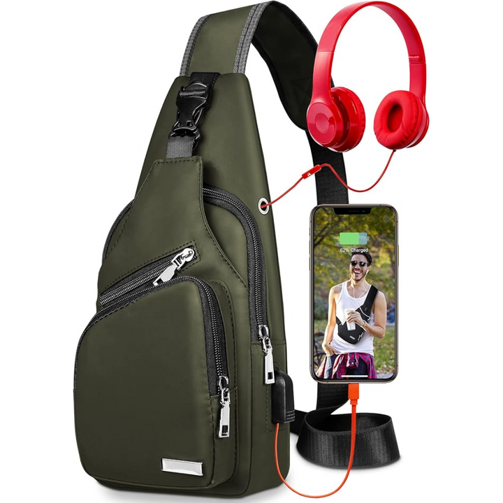 Adjustable crossbody sling bag, comfortable fit for all body types. Waterproof & versatile.
