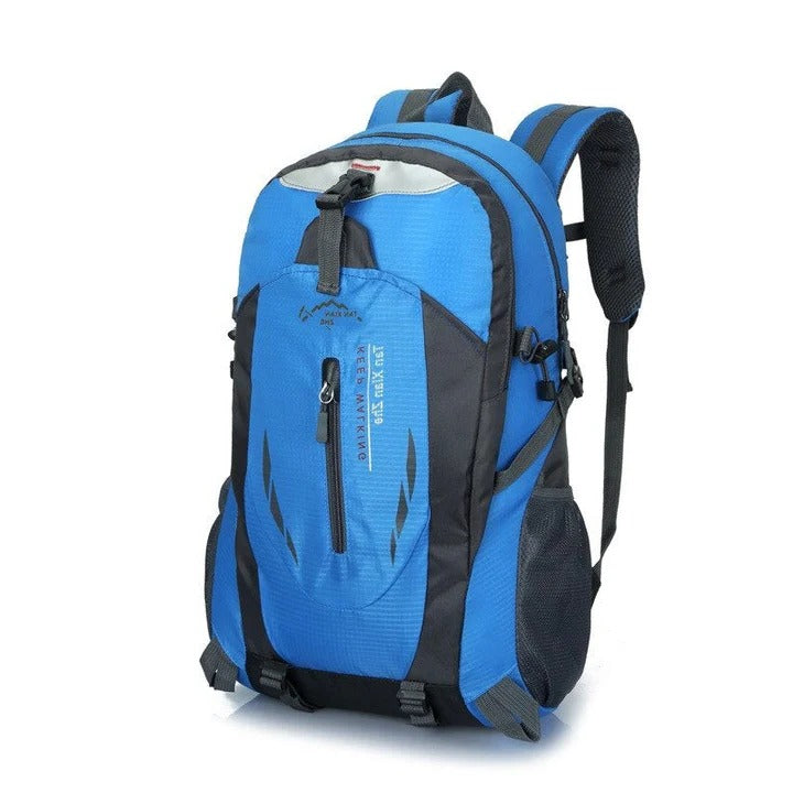 Ergonomic multi-compartment waterproof travel backpack for outdoor adventures, made of tough nylon.