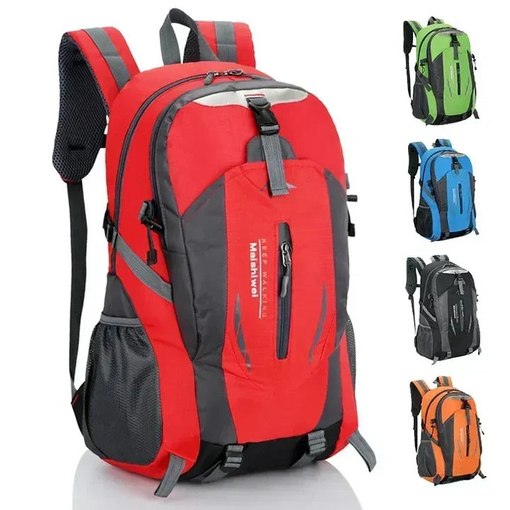 Unisex waterproof travel backpack with multiple compartments, durable for adventure & everyday carry.