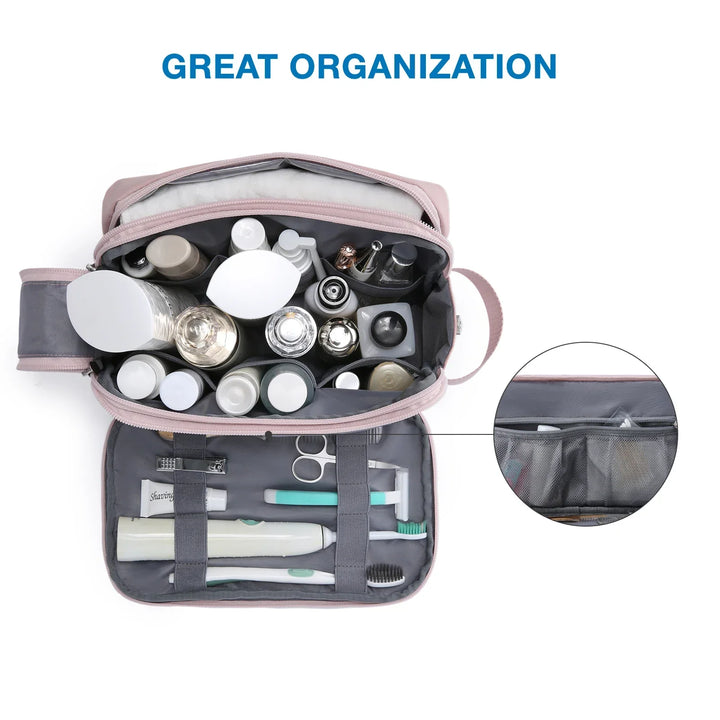 Unisex waterproof toiletry bag, ideal cosmetic organizer for men's & women's travel essentials.