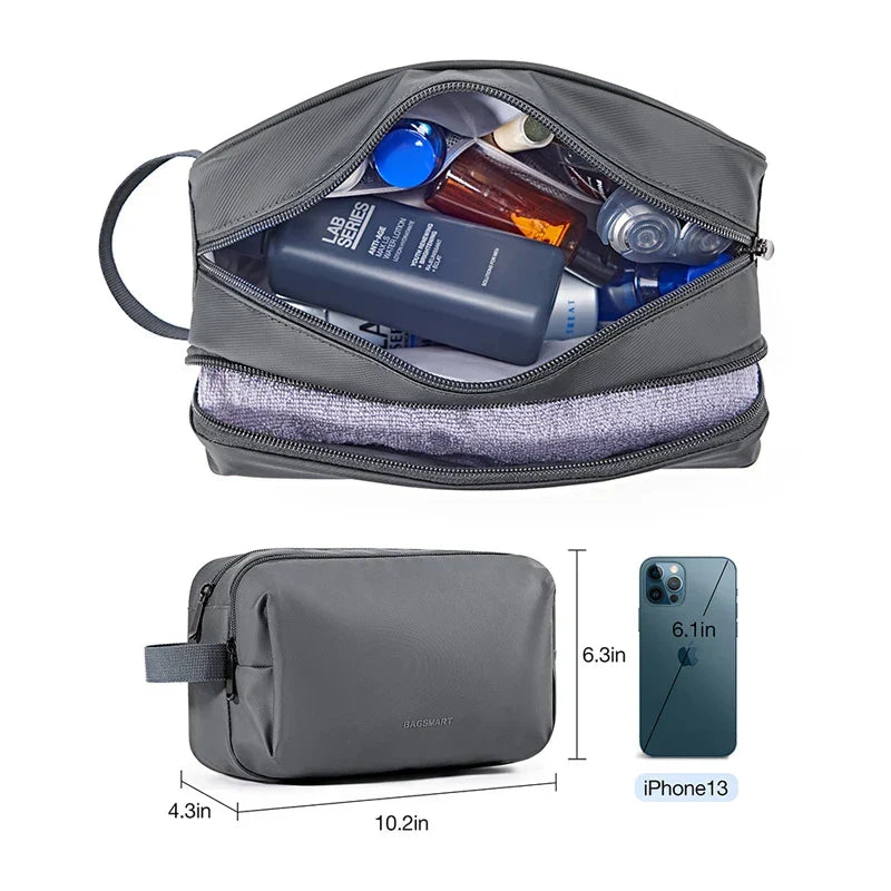 Lightweight waterproof travel toiletry bag for cosmetics, makeup, & toiletries; essential organizer for any trip.