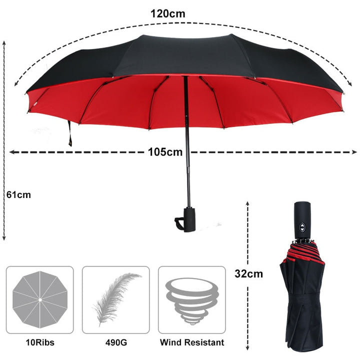 Stylish & functional unisex rain umbrella, compact design for easy travel & storage.