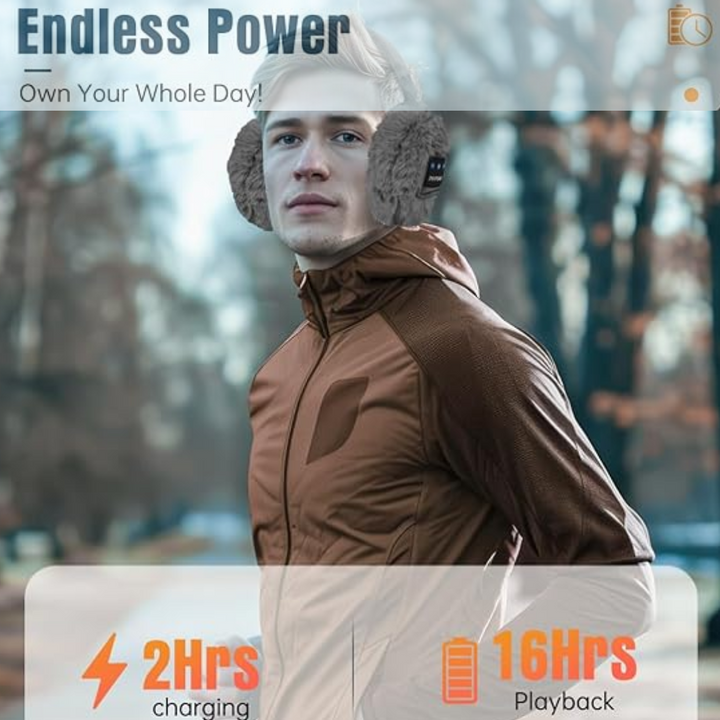 Wireless Bluetooth ear warmers by CozyGrooves. Fleece-lined for warmth, built-in headphones for cold weather music.
