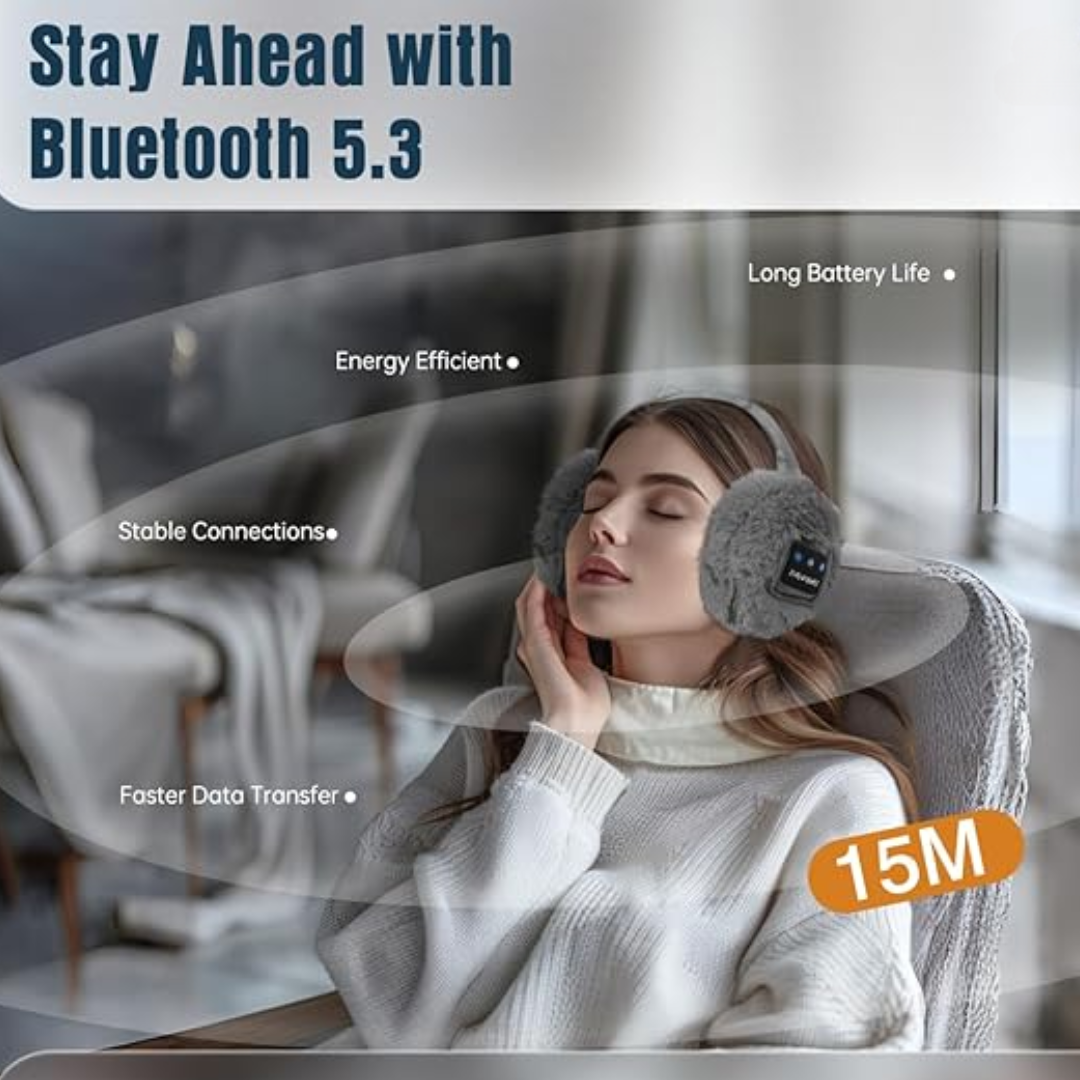 Soft, warm fleece Bluetooth ear warmers for men & women. Ideal winter outdoor gear with wireless audio & call function.
