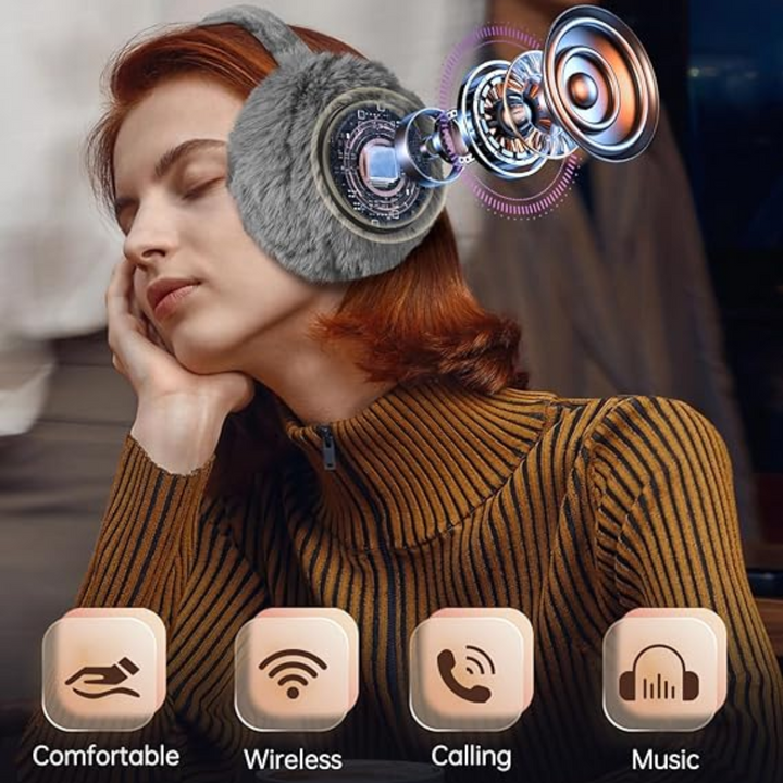 Stylish unisex ear warmers with integrated Bluetooth. Enjoy seamless music & calls outdoors. Essential winter accessory.