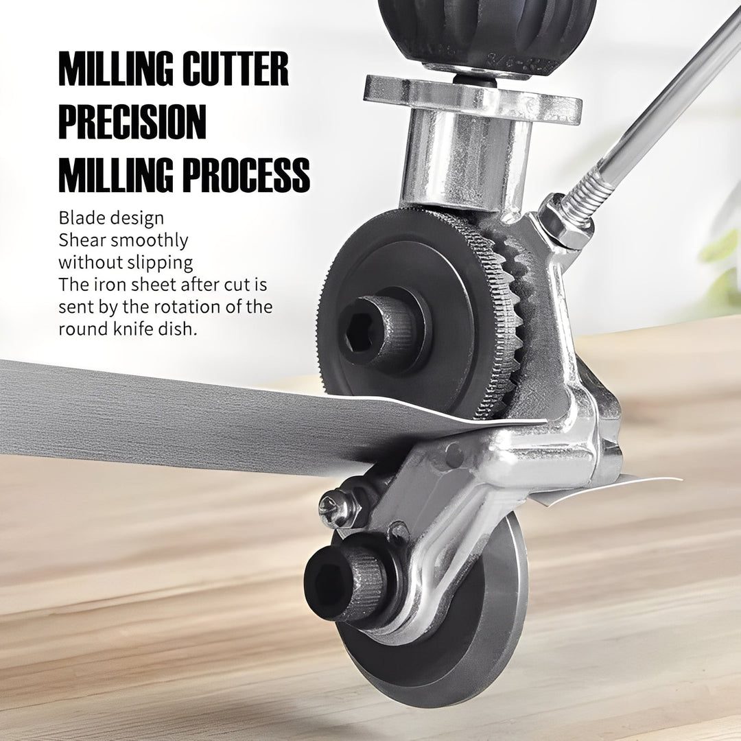 Handy universal metal shear drill attachment for quick, precise sheet metal and steel cutting, hobby & repair tool.