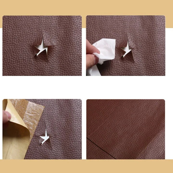 Universal self-adhesive leather patch for furniture, car seats, jackets & more. Easy upholstery repair.