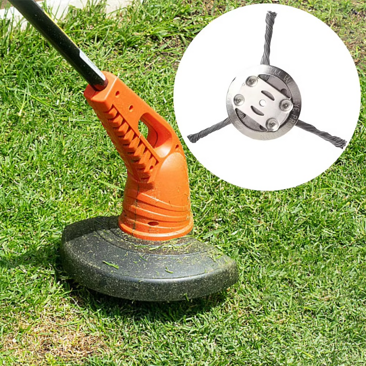 Robust steel wire trimmer head: the ultimate garden tool for weed removal, rust stripping, and paint prep.