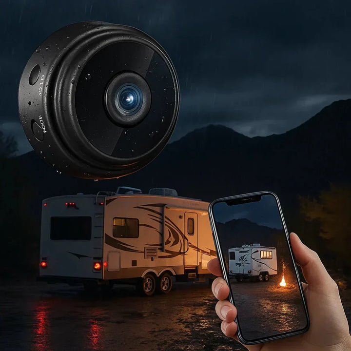 Universal wireless HD backup camera for RVs & trucks, waterproof, night vision.