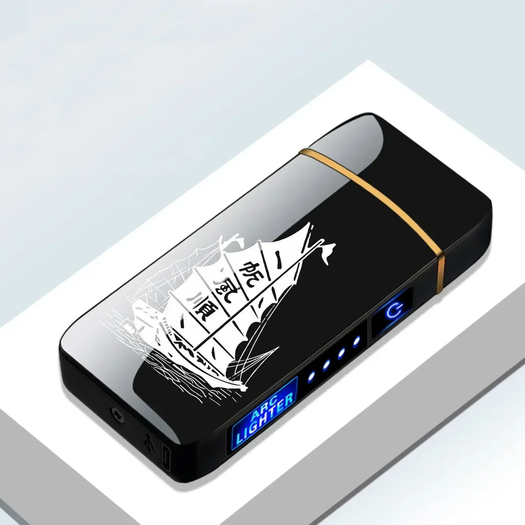 Eco-friendly USB lighter, rechargeable plasma arc, windproof flameless technology.