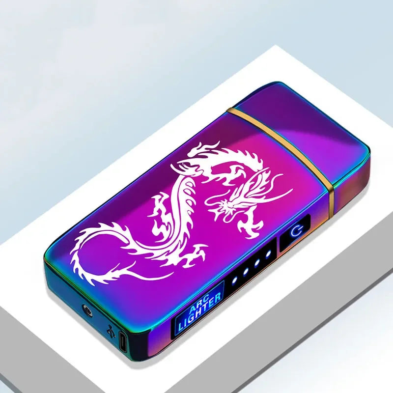 Sleek touch control plasma lighter, USB rechargeable, windproof electric arc for convenience.
