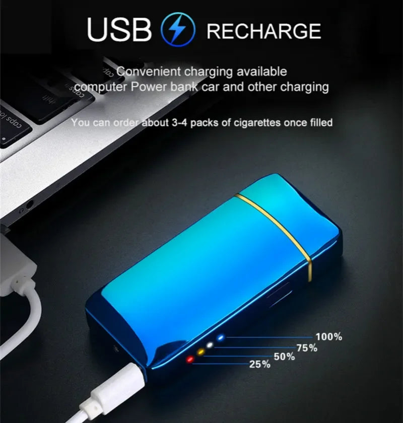 Eco-friendly flameless arc lighter, USB rechargeable and windproof for reliable ignition.