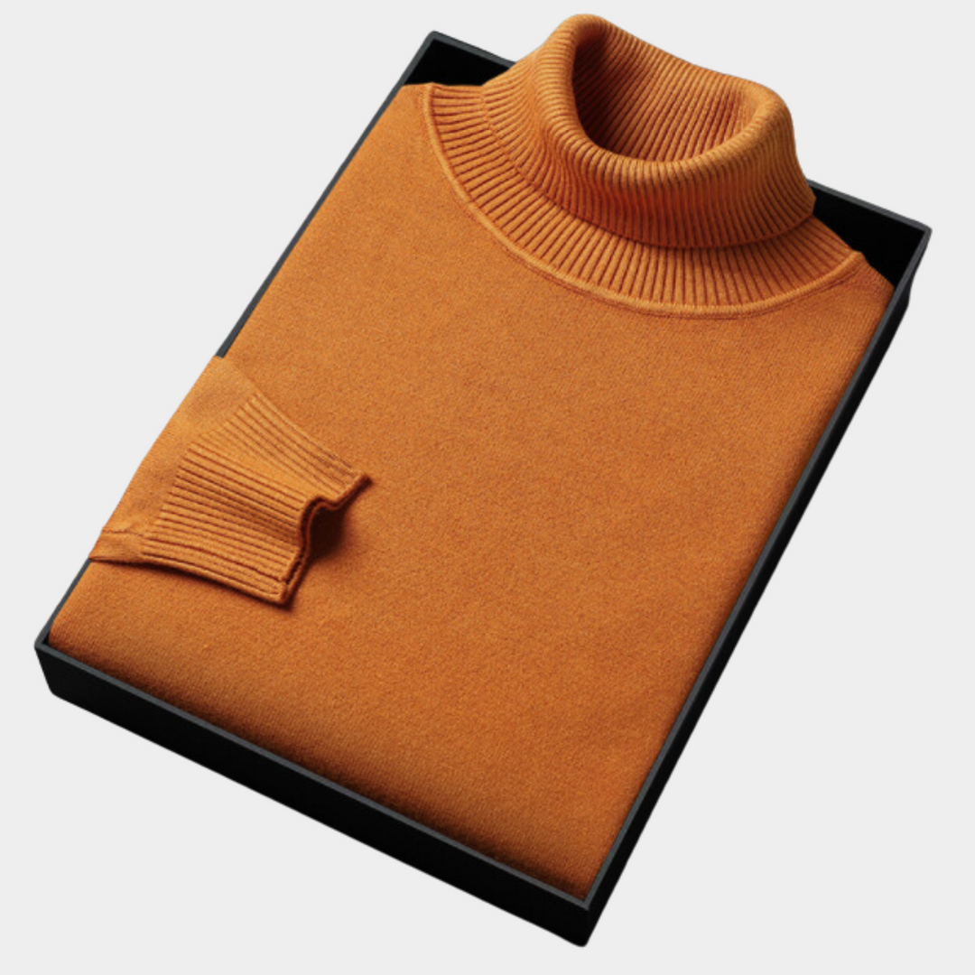 Elegant men's knitwear turtleneck sweater, perfect for casual or smart-casual outfits.