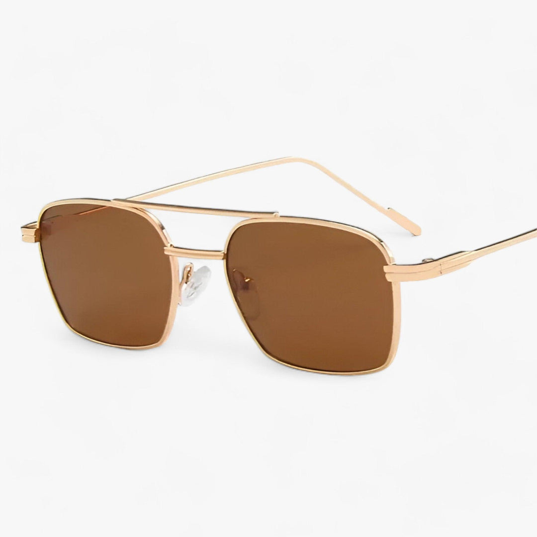 Unisex retro double bridge sunglasses, classic vintage style, metal frame, UV protection for fashion.