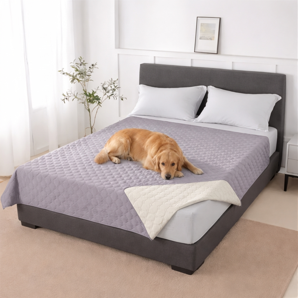 Durable waterproof pet bed mat, anti-slip for dog crates & floor protection. Keeps home clean & secure.