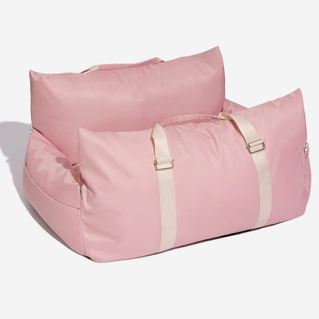 Portable pet travel bed & car seat for small to medium dogs. Easy to install & move for trips & adventures.
