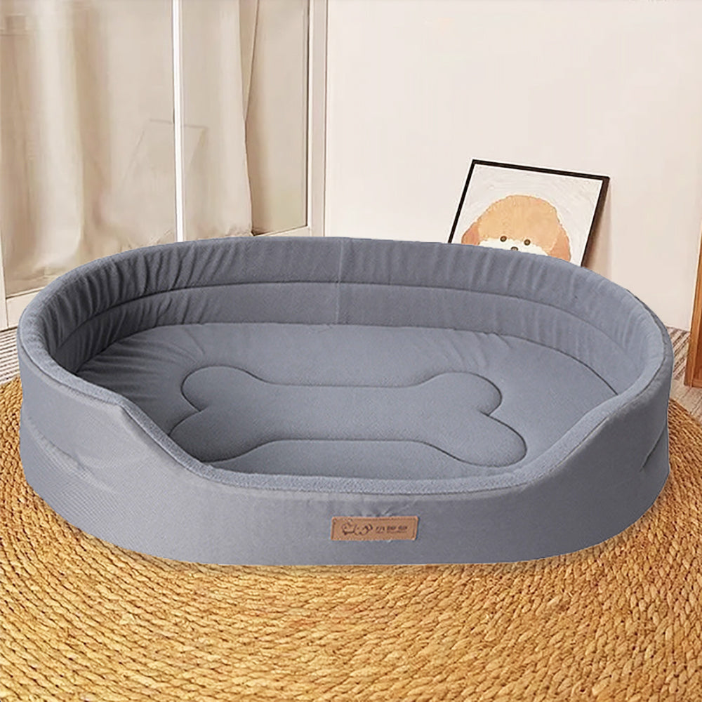 Premium plush dog bed for pet comfort. Features waterproof material, non-slip base & easy wash.