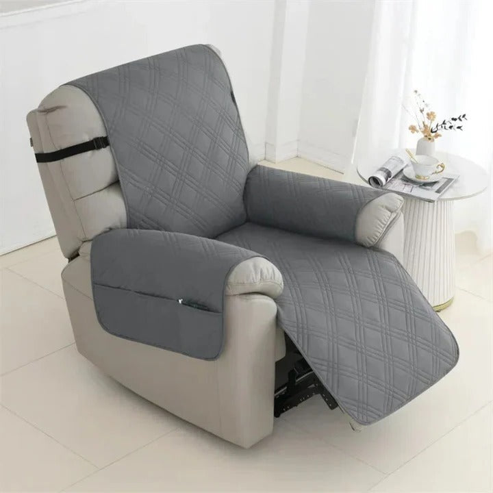 Pet-friendly waterproof quilted recliner slipcover. Non-slip furniture protector for living room armchairs.